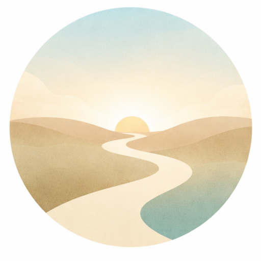 Reliable Path logo featuring a winding path at sunrise